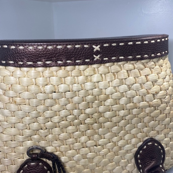 Brighton | Woven Straw Shoulder Bag with Leather Trim - Picture 6 of 9